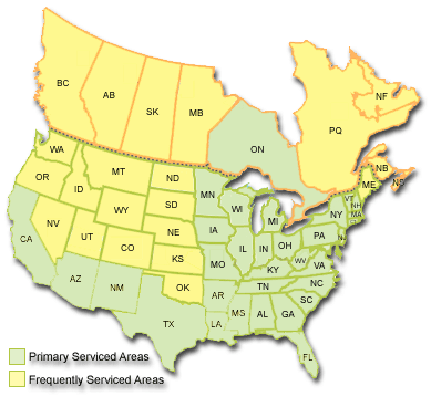 RJR Transportation Services offers delivery to virtually anywhere in North America.